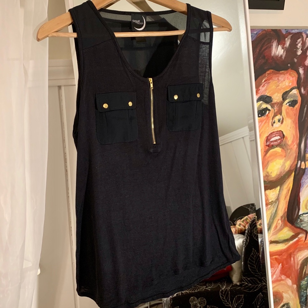 August Moon Silky Zipper Tank